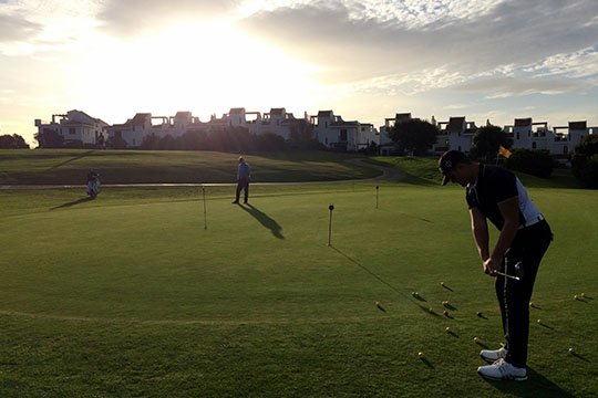 Late evening chipping practice.